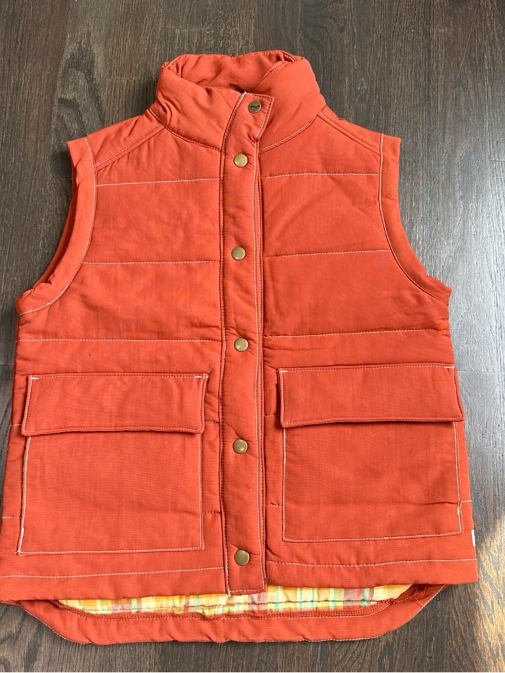 Rust Quilted Snap-Front Vest